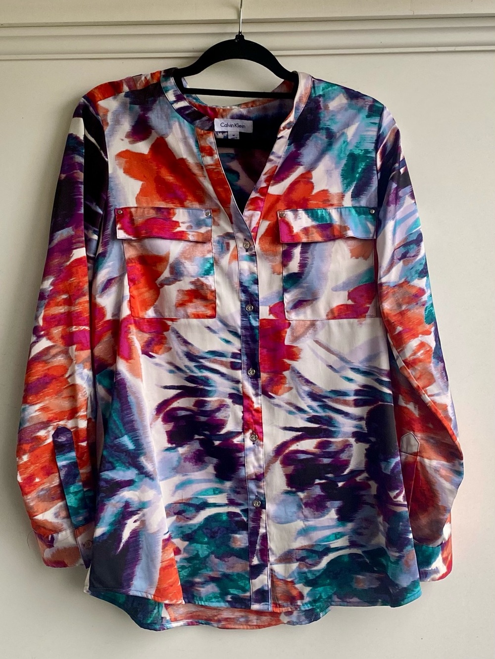 Calvin Klein Multicolor Watercolor Print Button-Down Shirt